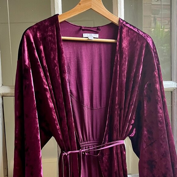 H BY HALSTON | Purple Velvet Robe Dress | Size L - Picture 5 of 6